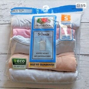 5Pk Fruit of the Loom Camisole Girls SMALL Assorted Layering Tanks Kids Tag Free